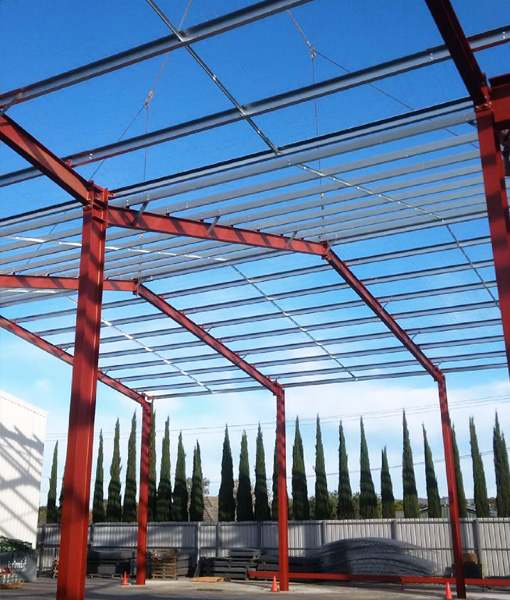 Frame for industrial shed roof