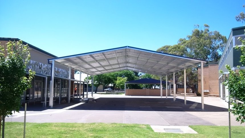 Alternate side-view of educational COLA at Finley public school